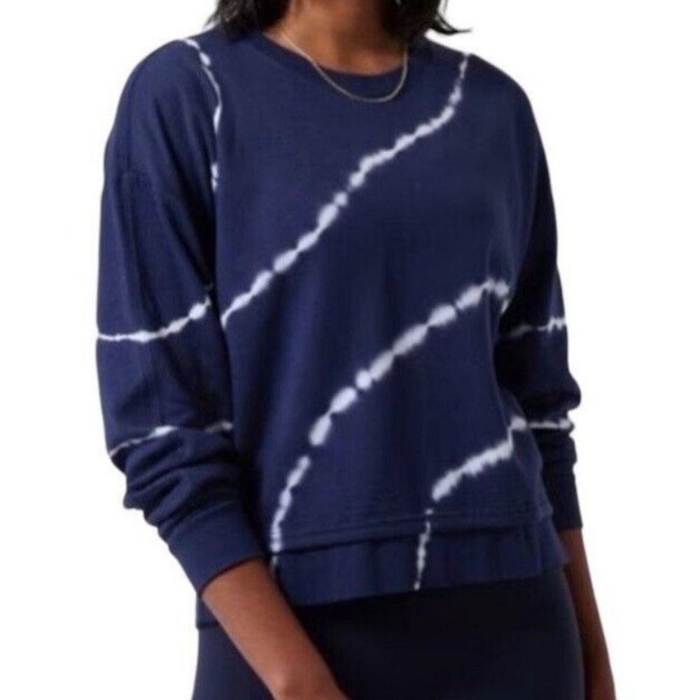 ATHLETA Blue Tie Dye Sundown Athleisure Casual Sweatshirt Size S